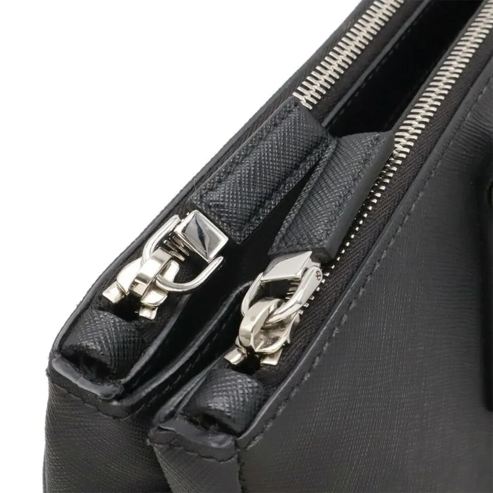 Prada Leather Triangle Logo Briefcase